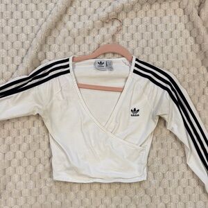 Adidas White Wrap Crop Top (XS)